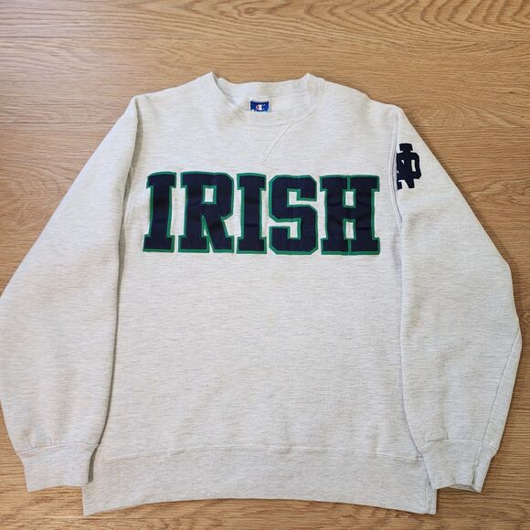Champion Sweatshirt Adult L Vintage Fighting Irish Embroidered Made In USA 90s - Picture 1 of 14